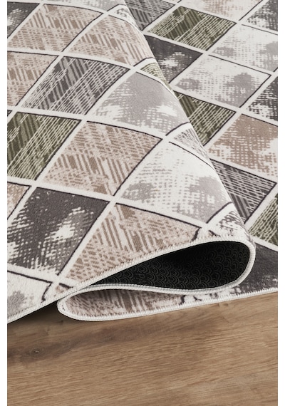 Villadia Home Textile Kaymaz Taban Modern Desen Halı Yolluk Leke Tutmaz Kolay Temizlenir Koridor Salon Yatak Mutfak Odası Vd4025yeşil Yeşil