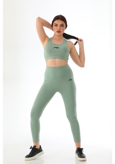 Everest  Spor Sukuba Kumaş Kaplı Badi & Lastikli Yüksek Bel Yeşil Mint