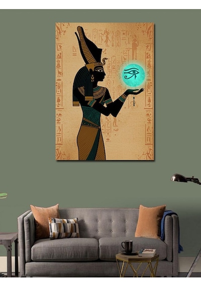 Kanvas Tablo Mısır Tanrısı Ve Göz Motifi 100cmx140cm