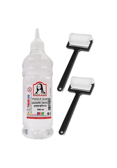 Puzzle Yapıştırıcı 500 ml 1 Adet ve Silindir Sünger Fırça 2 Adet Monalisa Pazıl Yapıştırıcısı