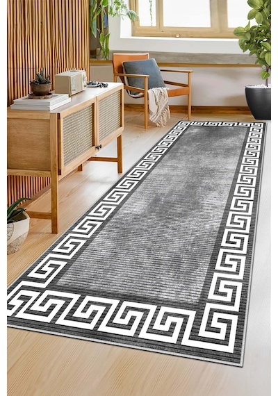 West Home Makinede Yıkanabilir Kaymaz Taban Leke Tutmaz Oval Yolluk Ev Dekorasyonu İçin Gri Kesme Yolluk