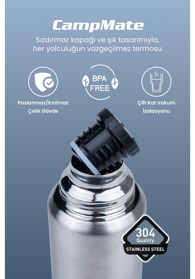 Cooker Campmate 750 Ml Paslanmaz Çelik Termos Ckr2105 Gümüş