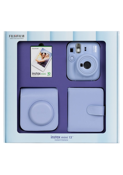 Instax Mini 13 Mavi Fotoğraf Makinesi 10'lu Film Kare Albüm Ve Deri Kılıf Bundle Box