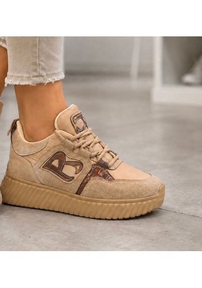 Papucumun Dünyası Kadın Modern Chunky Taban Yumuşak İç Yapılı Günlük Sneaker Bej