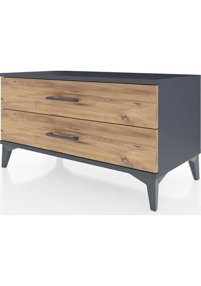 Hyperion Şifonyer 2 Çekmeceli 88x44x48 Antrasit-çam Antrasit