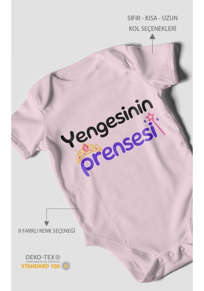Morivokids Yengesinin Prensesi Kısa Kollu Bebek Body %100 Pamuk Bebe Pembe