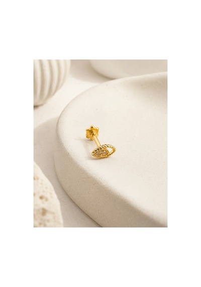 14 Ayar Altın Taş Detaylı Göz Figürlü Tragus Piercing Küpe Diğer