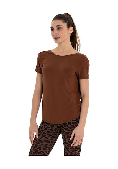 Inguz Sırt Detay Modal Yoga T-shirt Kahverengi