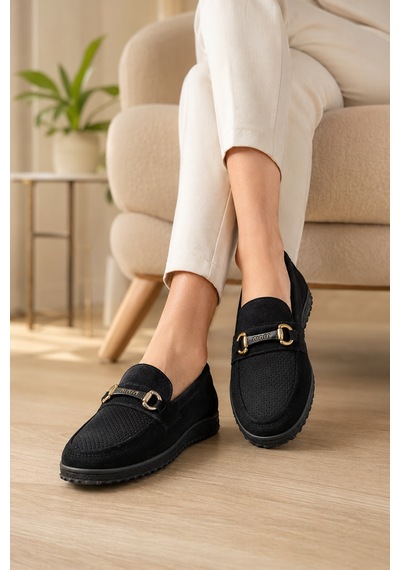 Homiro Kadın Günlük Loafer Ayakkabı Siyah