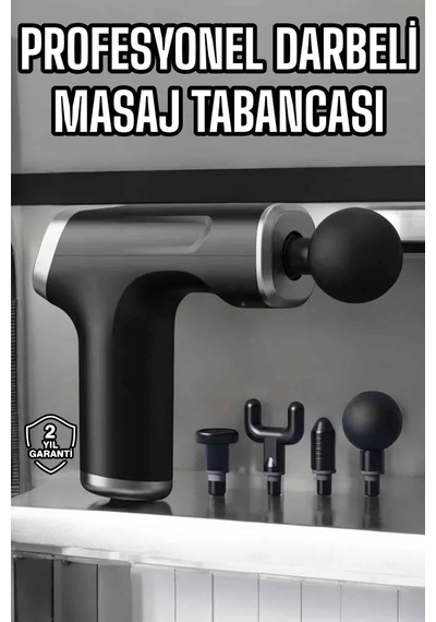Masaj Tabancası 4 Başlıklı Kas Ve Vücut Ağrıları İçin Şarjlı Darbeli Açık Lacivert 53785677