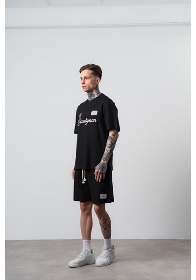 Erkek Countryman Nakışlı Regular Fit T-shirt Şort Takım Siyah