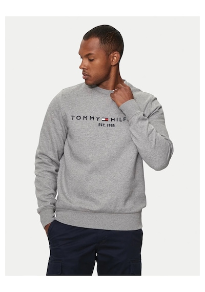 Tommy Hilfiger Erkek Sıfır Yaka Sweatshirt Gri