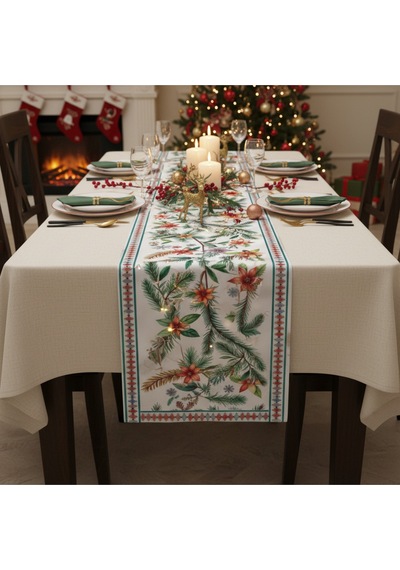Yılbaşı Temalı Dijital Baskılı Runner Örtüsü Christmas 40x140 Cm Yılbası5