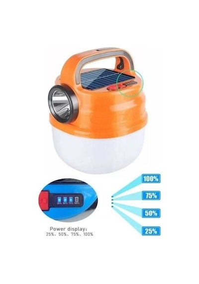 Powergold Pg-200 Solar Şarj Sistemli 50w Kamp Lambası Turuncu