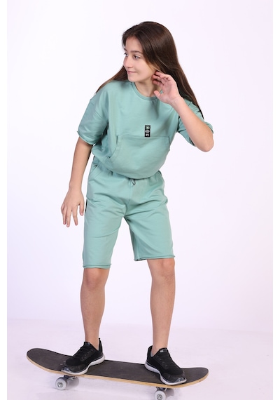 Toontoy Kids Toontoy Kız Çocuk Cepli Şortlu Takım Yeşil