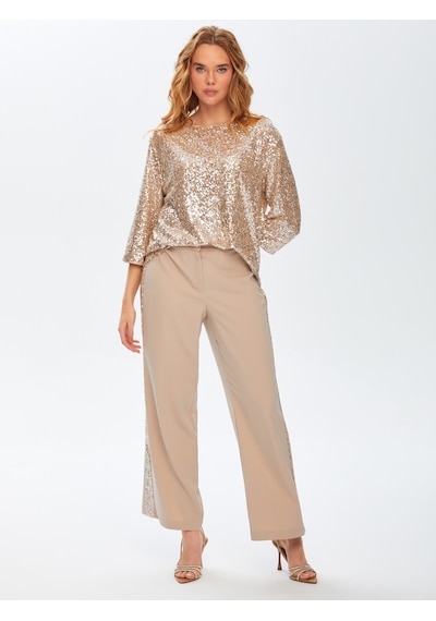 Faik Sönmez Yanı Payet Şeritli Wide Leg Fit Pantolon 69493 U6949334 Bej