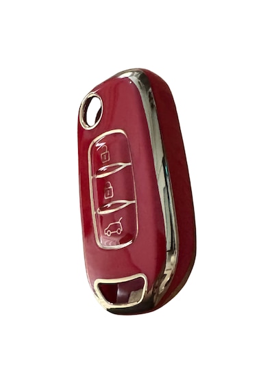 Autohan Keys 3 Butonlu Nano Anahtar Kılıfı Renault Megane 4, Clio 5, Captur, Taliant, Express İçin, Kırmızı Altın