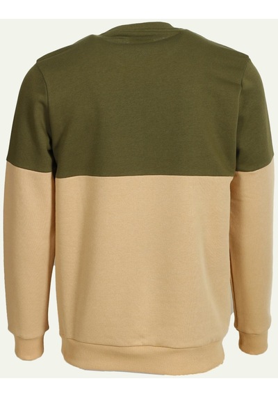 Haki Erkek Bisiklet Yaka Logo Nakışlı 3 İplik Çift Renk Sweatshirt Ncs Jeans 1624-haki Haki