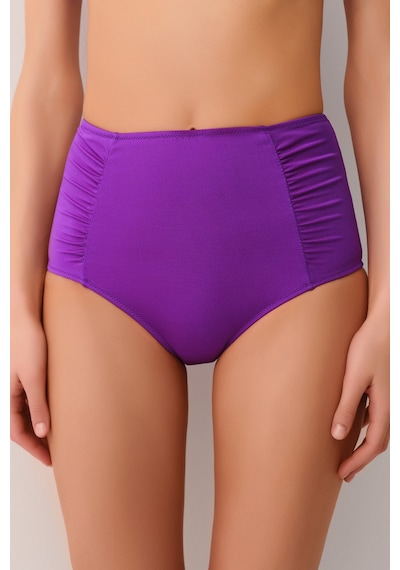 Suwen Yüksek Bel Pileli Bikini Alt Sbn26700c099 Mor