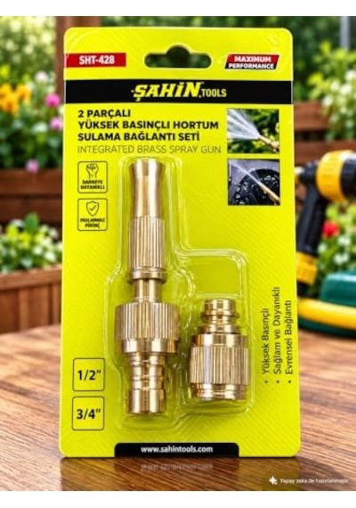 Dordoi Şahin 2 Parça Yüksek Basınçlı Hortum Sulama Başlığı Seti Pirinç Bahçe Sulama Aparatı 0 - 10 CM