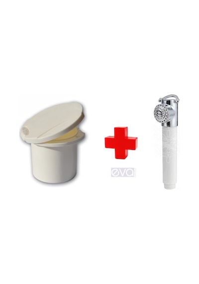 Tekne Sealux Marine Düz Duş Yuvası ve Krom Duş Başlık Set