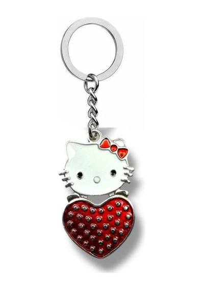 Hello Kitty Kalpli Kırmızı Figürlü Anahtarlık Sevimli Karakter Metal Aksesuar