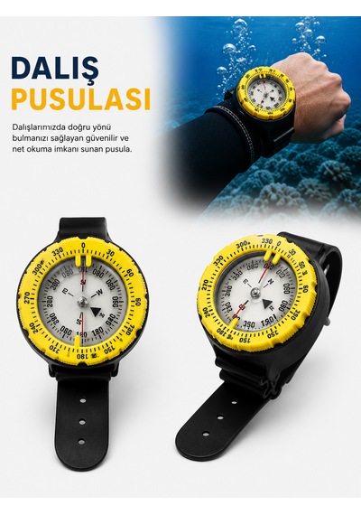 Dalış Pusulası Compass Sarı - Siyah