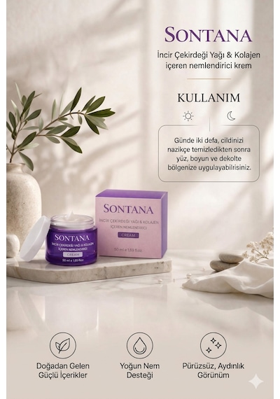 Sontana İncir Çekirdeği Yağı Ve Kolajen İçeren Nemlendirici Krem 50 ML