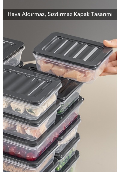 Meleni Home Buzdolabı Saklama Kabı 13'Lü 1 x (2400 ML) 2 x (1170 - 1200 ML) 8 x (600 ML) Çok Renkli