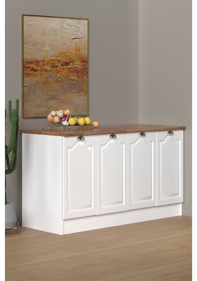 160 Cm %100 Mdf Greena White Ada Mutfak, Modern Mutfak Adası, Mutfak Yemek Masası, Bar Masası Beyaz