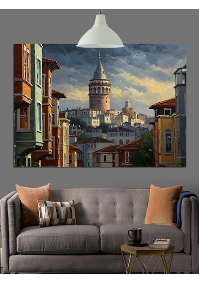 İstanbul Galata Kulesi Manzarası Dekoratif Kanvas - Mdf Ahşap Tablo