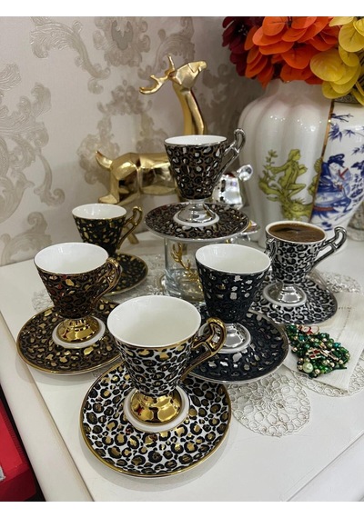 Leo 6 Kişilik Kahve Fincan Takımı 90 Ml Çok Renkli