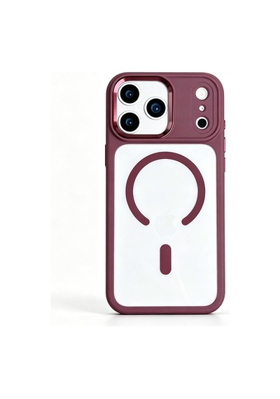 Maks Technology Apple Uyumlu iPhone 18 Pro Max Kılıf Wireless Şarj Özellikli Mkst Krom M-safe Silikon Kapak - Mürdüm