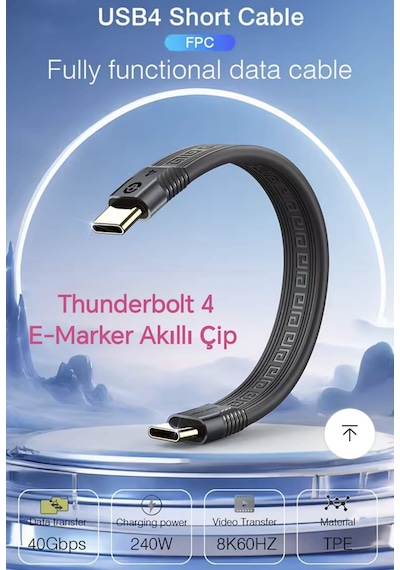 Ugourd Thunderbolt 4 Usb 4.0 240w 40gbps 8k 60hz Type-c Kablo