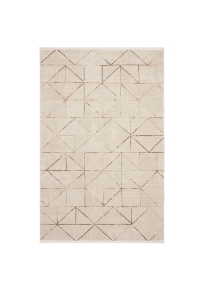Cool Halı Nevada 2506 Krem Vizon Geometrik Desenli Halı Yumuşak Ev Oda Salon Oturma Odası Halısı