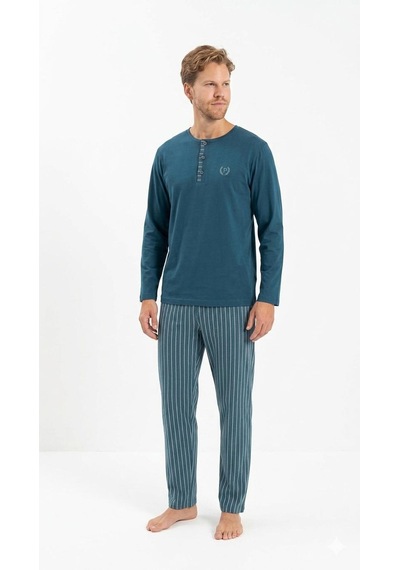 Pijadore Erkek %100 Pamuk Süprem Mevsimlik Uzun Kollu Pijama Takımı 1934 Yeşil