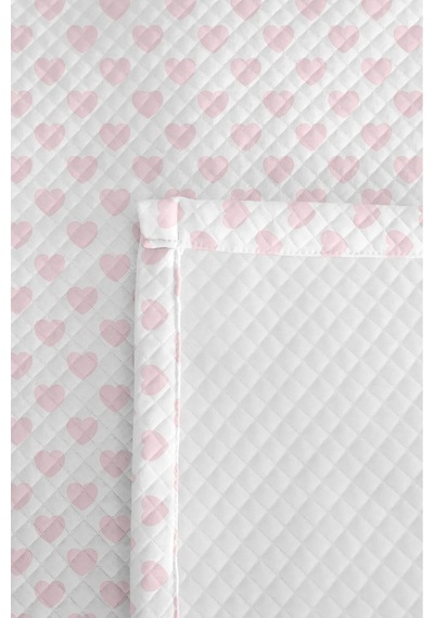 Evimde Bambaşka Kalp Pembe Pastel Kız Çocuk Pike Takımı - Beyaz Minimal Bebek Odası Yazlık Yatak Örtüsü - 160x220 CM Evimde Bambaşka Kalp Pembe Pastel Kız Çocuk Pike Takımı - Beyaz Minimal Bebek Odası Yazlık Yatak Örtüsü - 160x220 CM