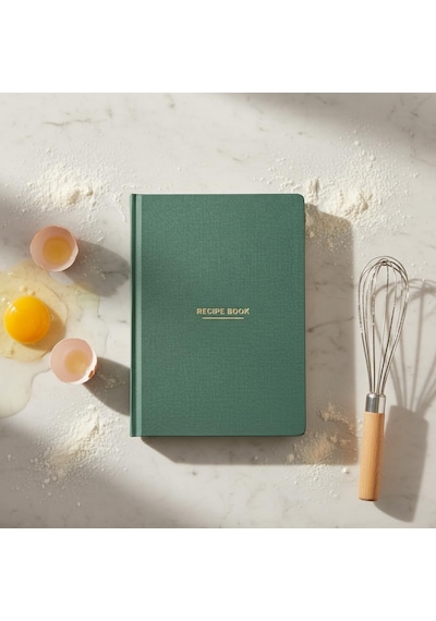 Tarif Defteri A5 Boyutunda Sert Kapaklı 100+ Tariflik Recipe Journal, Ölçü Tablosu, Not Alanı Yeşil