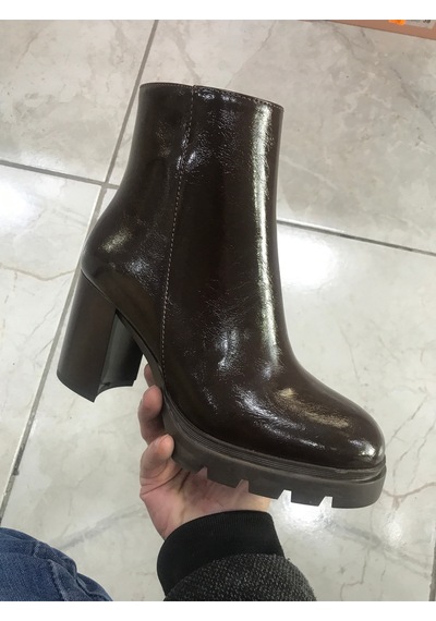 Platform Vegan Deri Kırışık Rugan Bot Metalik