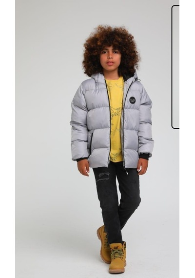 Jack Lions Erkek Çocuk Kapüşonlu Şişme Stoperli Rüzgara Soğuğa Dayanıklı Mont-13448-grı Gri