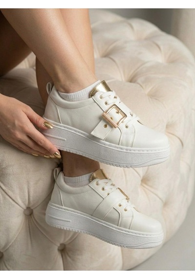 Marina Rosse Lusi Kemer Gold Detaylı Günlük Ortopedik Sneaker Beyaz