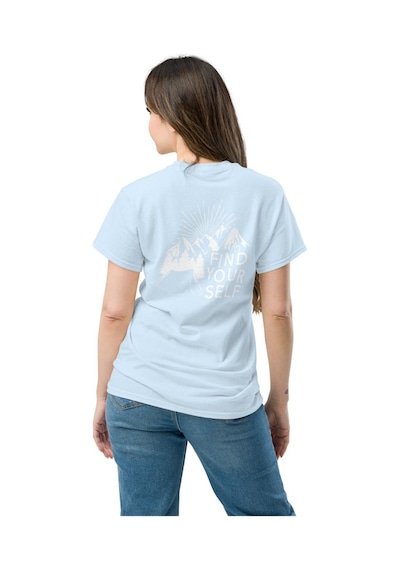 Wildstyle Find Yourself Kendini Keşfet Dağ Kamp Doğa Baskılı Unisex Pamuklu Tişört Bebek Mavisi