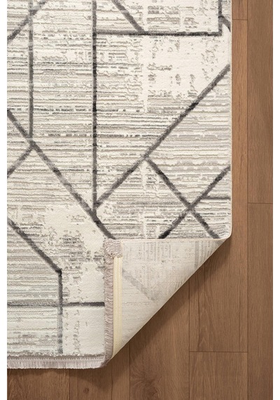 Cotto Motto Tt005a Krem Halı Modern Dekoratif Çizgili Pamuk Taban Yıkanabilir Salon Mutfak Halısı