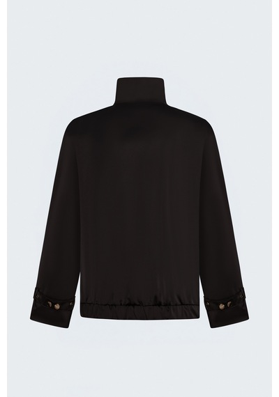 Sateen Saten Bomber Ceket - Kahve-137897 Kahverengi