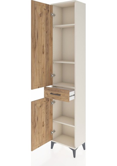 Arges Dolap 4 Raflı Tek Çekmeceli 2 Kapaklı 44x30x221 Aytaşı-çam Aytaşı