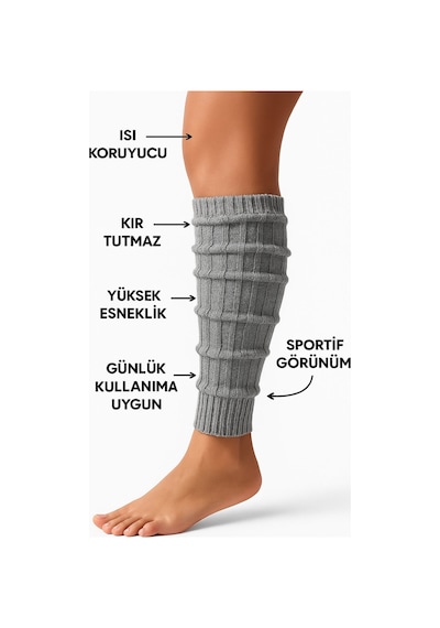 Kadın Triko Tozluk Yumuşak Esnek Diz Altı Bacak Isıtıcı Leg Warmers Gri