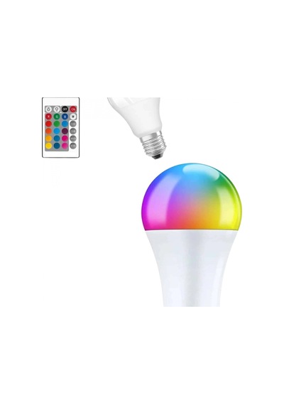 Ayarlanabilir Parlaklık Rgb Led Ampul E27 10w Kumandalı Renk Değiştiren Beyaz Ve Renkli Lamba