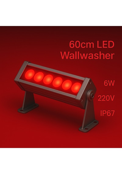 20cm 6w Led Wallwasher Kırmızı Dış Cephe, Minare, Bahçe Aydınlatma Iç-dış Kullanım Ip65 Kırmızı