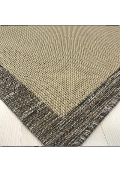 Elvey Home Jüt Sisal S9607 Gri Siyah Kaymaz Taban Hasır Dokuma Yıkanabilir Yolluk Salon Koridor Mutfak Halısı Gri/siyah