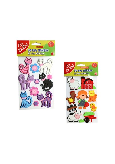 Bu-bu 3d Eva Sticker Hayvanlar 24 Lü Bubu-sts040 Çok Renkli
